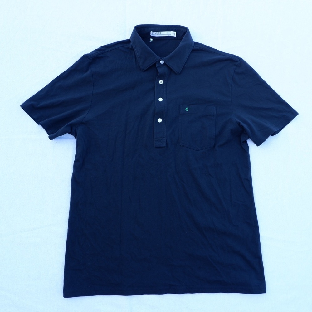 Criquet Polo Shirt Mens Large Black Solid Short Sleeve Casual Outdoor Pocket